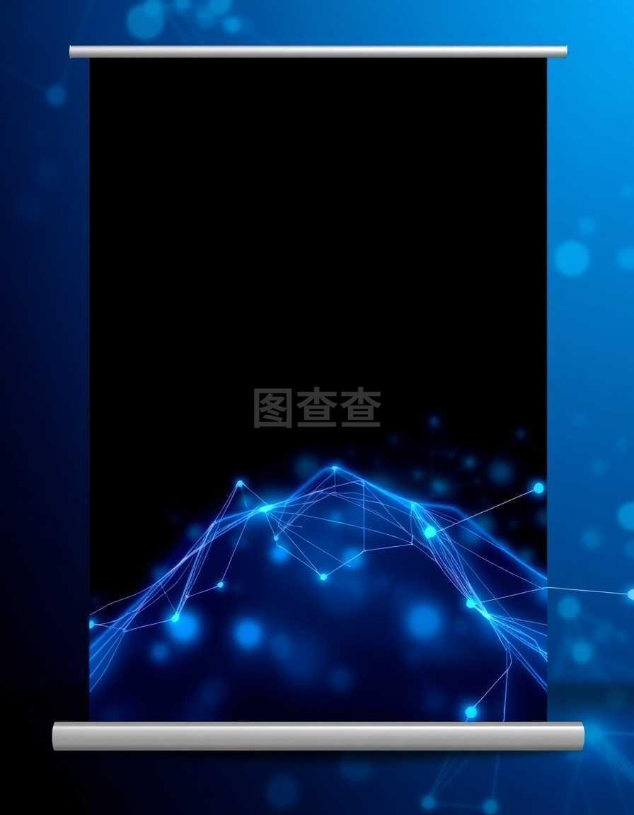 蓝色医学背景下的垂直传单卷起模板矢量布局与旗帜设计